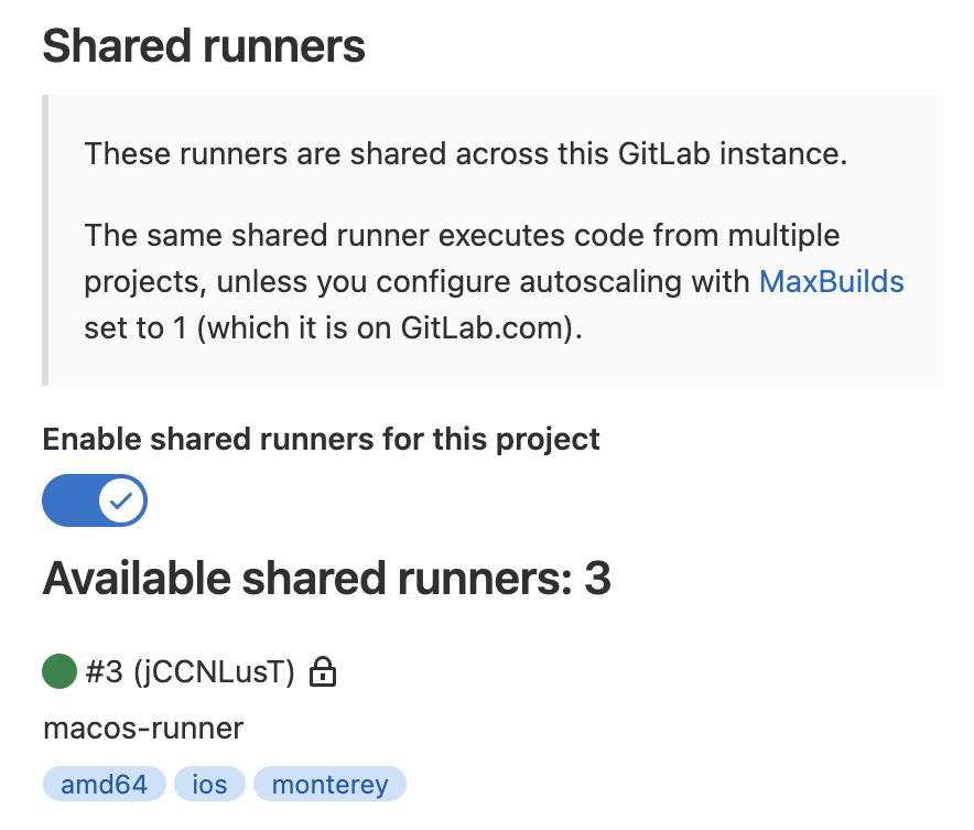 macOS Runner | 인포그랩 GitLab