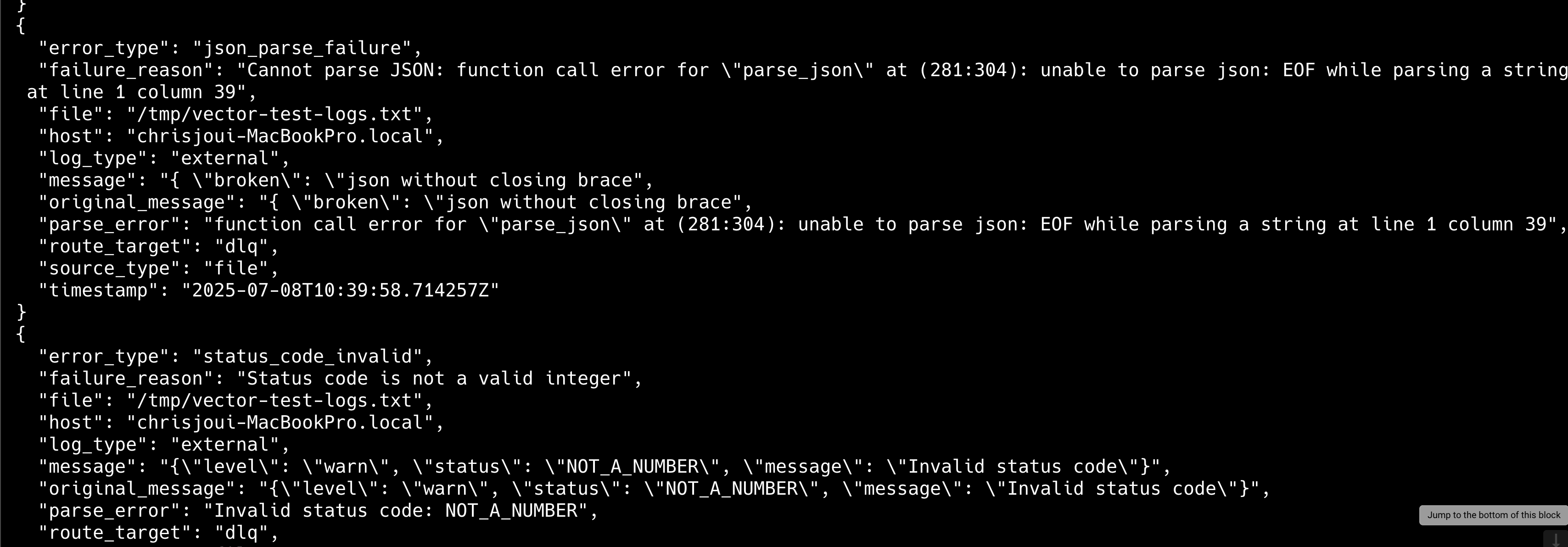 `/tmp/vector-dlq-%Y-%m-%d-%H.log`에 기록된 파싱 실패 로그 화면-1 | 인포그랩 GitLab