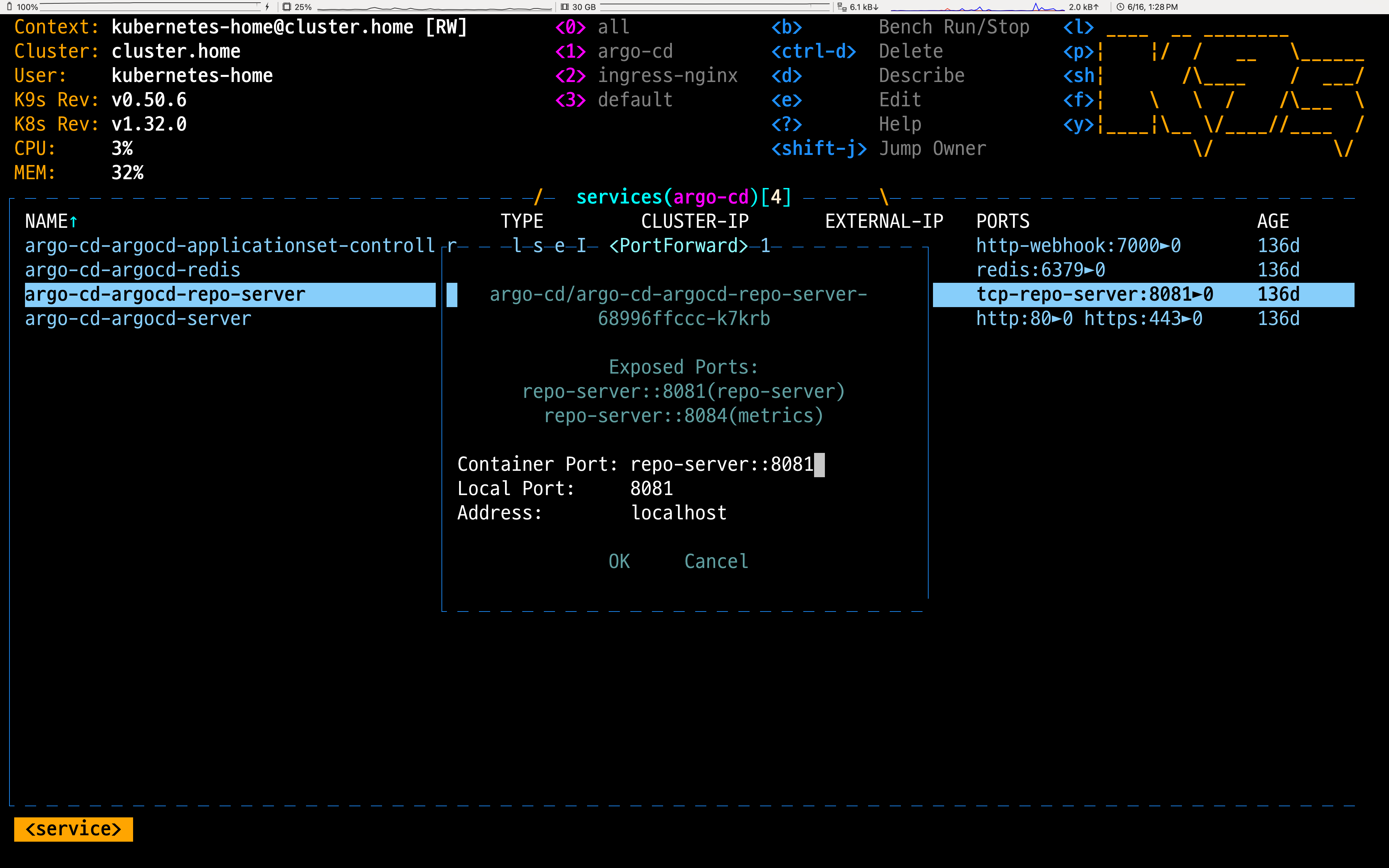 `Shift + f` 키를 눌렀을 때 나타나는 포트 포워딩 설정 화면 | 인포그랩 GitLab