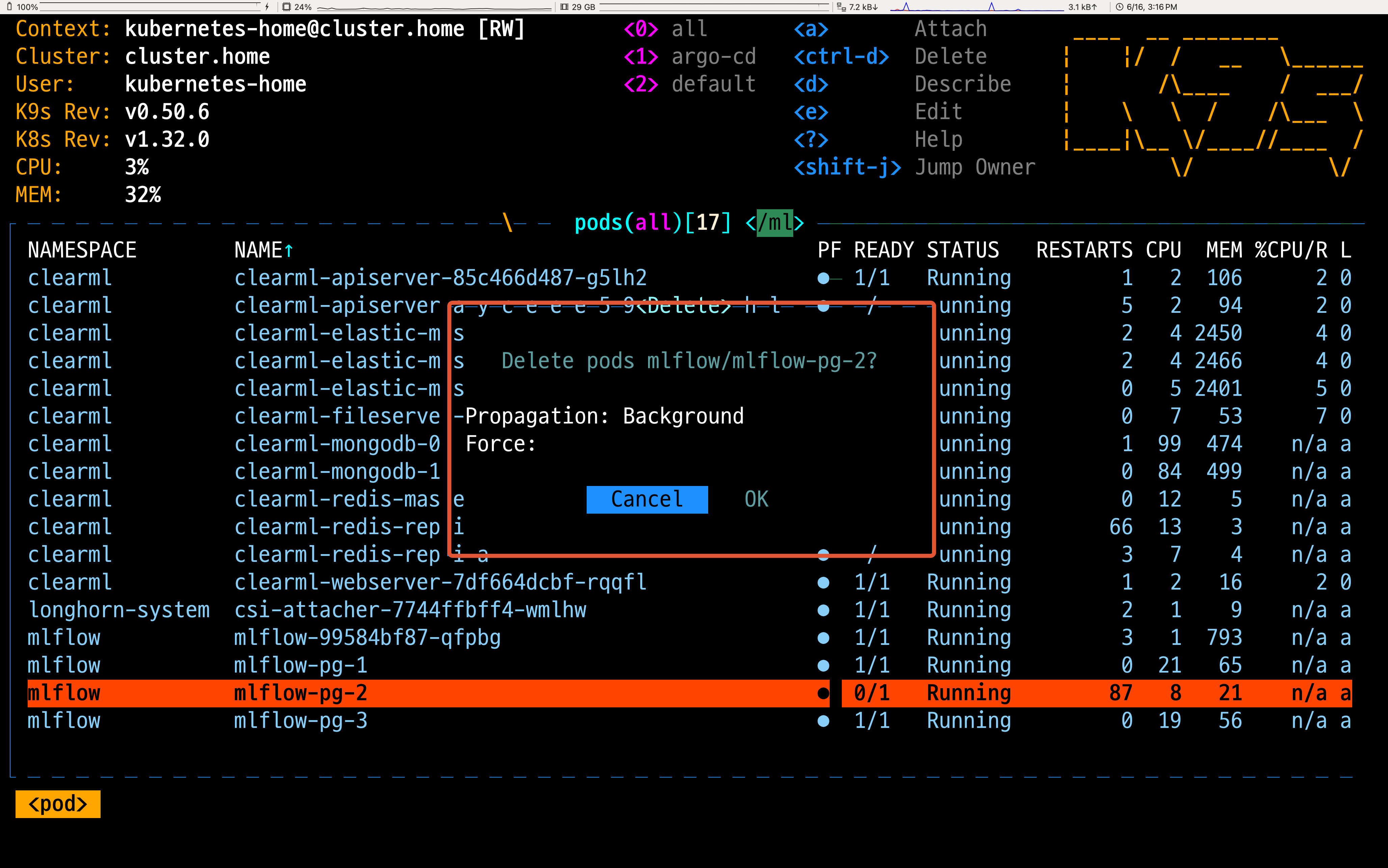 `Ctrl + d` 키를 눌렀을 때 나타나는 삭제 확인 창 | 인포그랩 GitLab