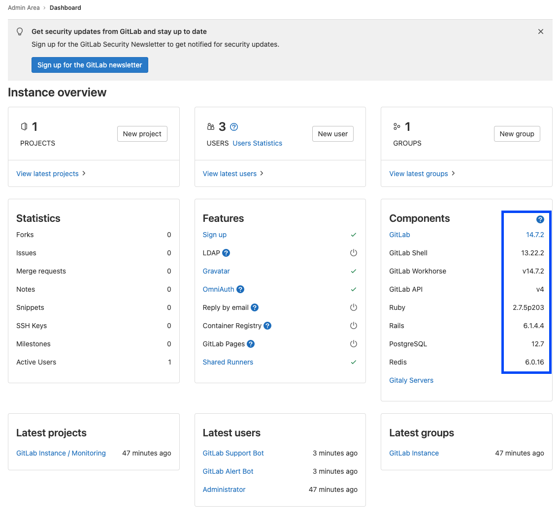 GitLab Admin 대시보드 | 인포그랩 GitLab