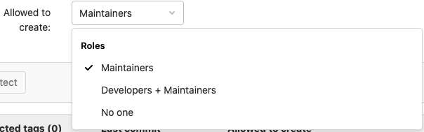 GitLab 보호된 태그 권한 설정 | 인포그랩 GitLab