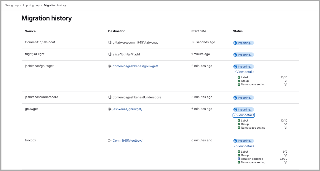 GitLab 마이그레이션 이력. 출처=GitLab | 인포그랩 GitLab