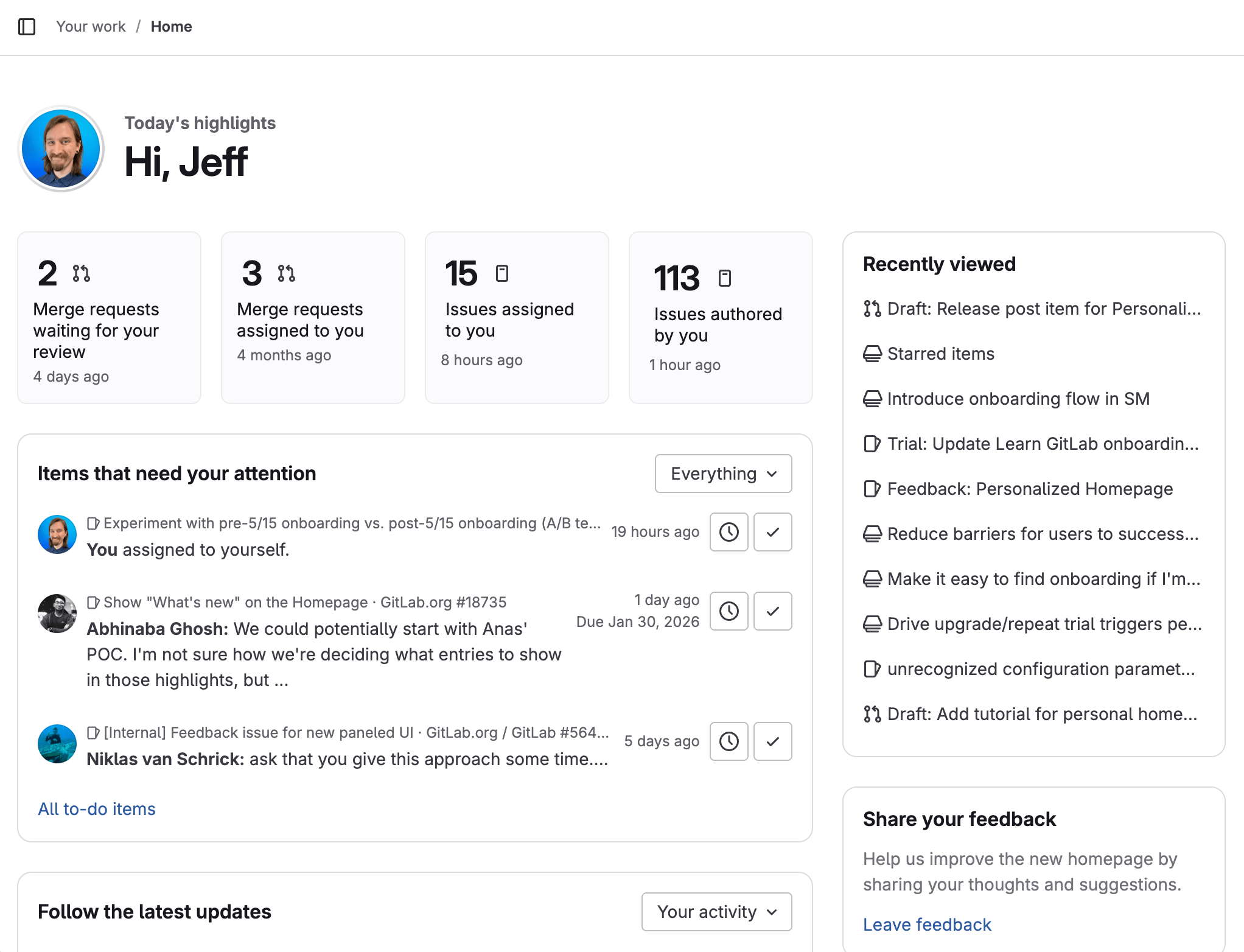 새로운 개인 홈페이지 화면. 출처=GitLab | 인포그랩 GitLab