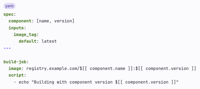 CI/CD 컴포넌트의 자체 메타데이터 참조 관련 화면. 출처=GitLab | 인포그랩 GitLab